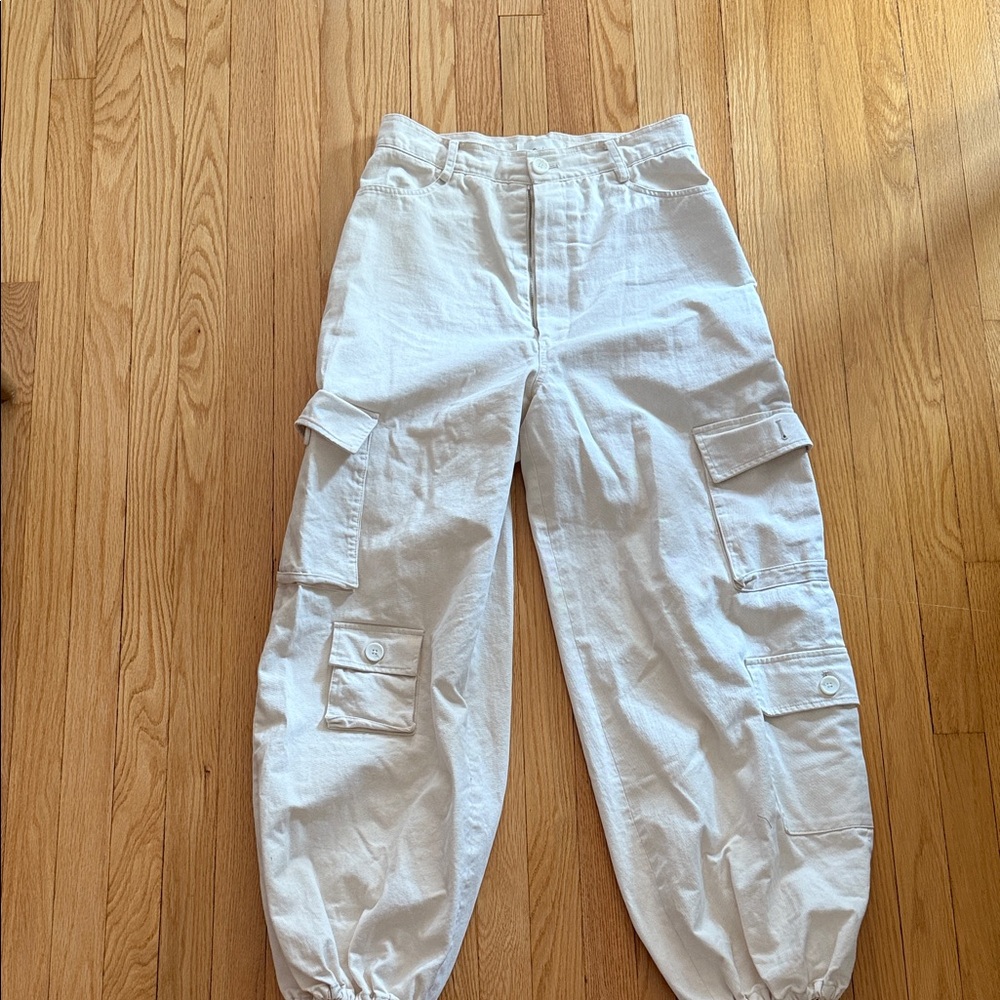 Frankie Shop White Cargo Pants with Pockets size L